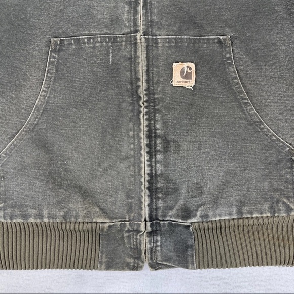 Vintage Carhartt Hooded Jacket Quilt Lined Size XL Army Green Y2K Work Grunge - Picture 5 of 12